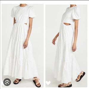 Wayf Plaza Cutout Sleeve White Dress